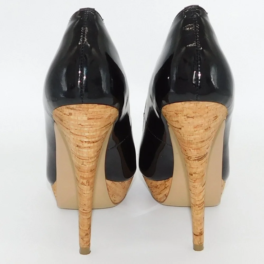 Basconi Black Patent Leather Platform Pumps